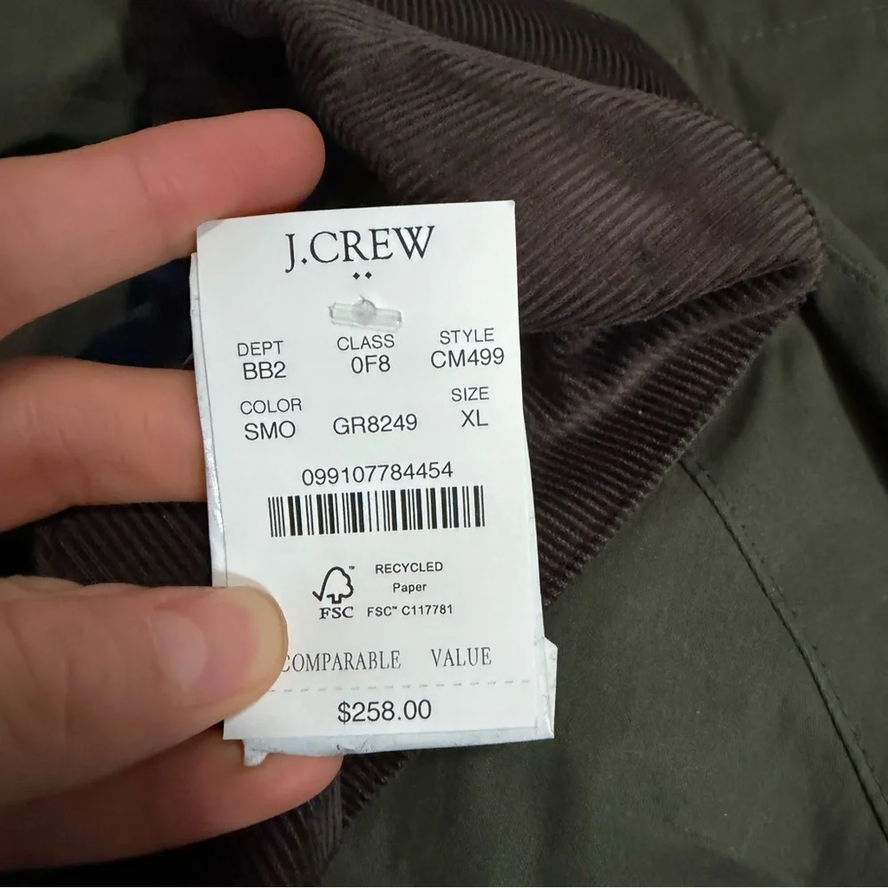 J crew spinach moss Cotton-blend field jacket
